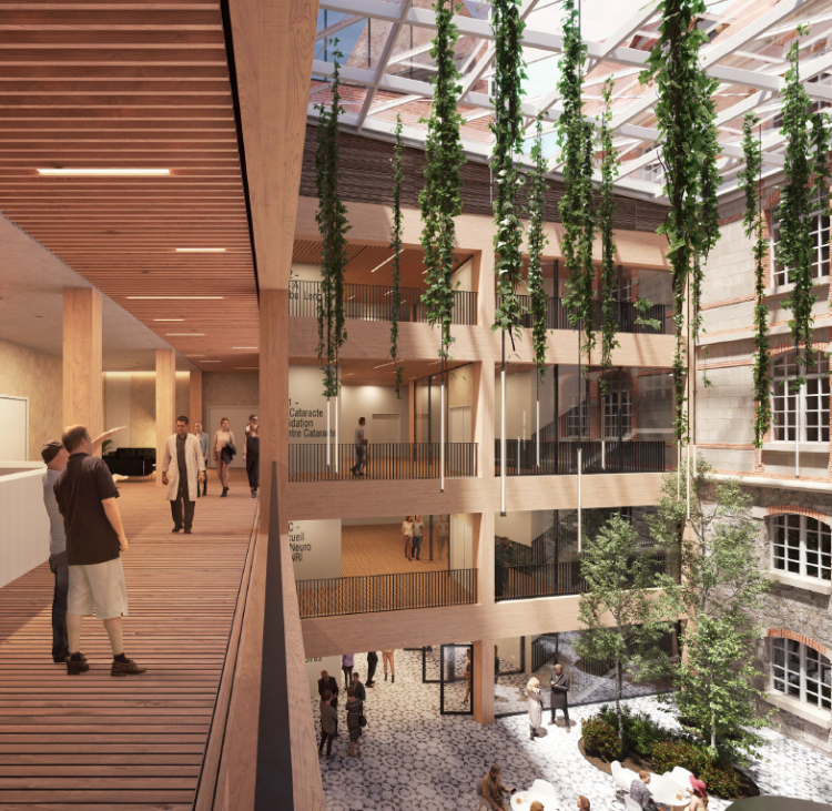 Présentation du hall du futur bâtiment dans l’hôpital Fondation Rothschild